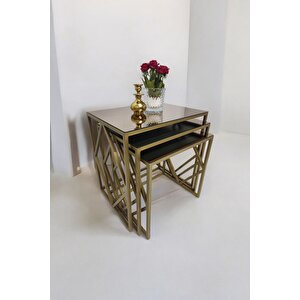 Venice Gold Metal Ayaklı Bronz Aynalı Zigon Sehpa