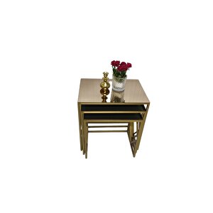 Venice Gold Metal Ayaklı Bronz Aynalı Zigon Sehpa