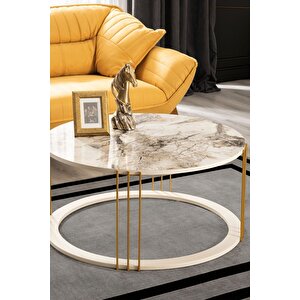 Roma Gold Metal Ayaklı,mermer Desenli Mdf'li Orta Sehpa