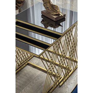 Vienna Gold Metal Ayaklı,füme Aynalı Zigon Sehpa