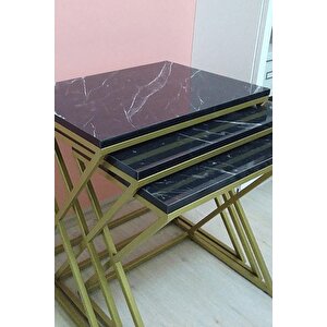 Venedik Gold Metal Ayaklı,mermer Desenli Mdf'li Zigon Sehpa