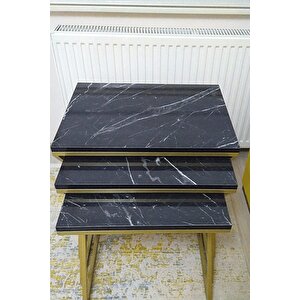 Venedik Gold Metal Ayaklı,mermer Desenli Mdf'li Zigon Sehpa