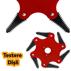 Benzinli Tırpan Metal Çim Çayır Biçme Kesme Aparatı 6 Kollu Testere Dişli Bıçkı Ahtapot Yedek Bıçak