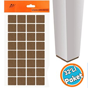 Zemin Koruyucu Masa Sandalye Parke Keçe Yapışkanlı Kare 25x25 Mm (32'li Paket)