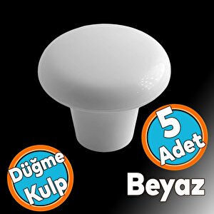 Mobilya Düğme Sert Plastik Kulp Beyaz Dolap Mutfak Dolabı Çekmece Kapak Kulpu Kulbu 5 Adet