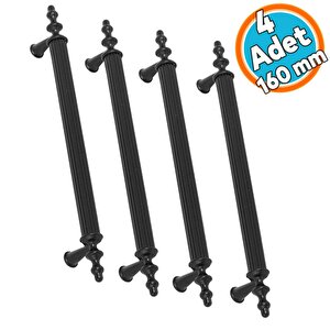 Mobilya Çekmece Dolap Kapak Kulpu Kulbu Siyah Metal Kulp 160 Mm (4 Adet)