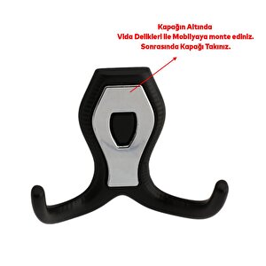 Vestiyer Mobilya Duvar Askısı Metal Dolap Elbise Askılığı Siyah Renk Askı Krom Kapaklı