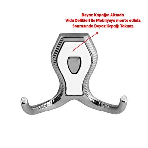 Vestiyer Mobilya Duvar Askısı Metal Dolap Elbise Askılığı Krom Renk Askı Beyaz Kapaklı