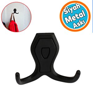 Vestiyer Mobilya Duvar Askısı Metal Dolap Elbise Askılığı Siyah Renk Askı Siyah Kapaklı
