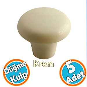 Mobilya Düğme Sert Plastik Kulp Krem Dolap Mutfak Dolabı Çekmece Kapak Kulpu Kulbu 5 Adet