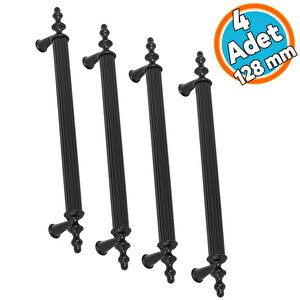 Mobilya Çekmece Dolap Kapak Kulpu Kulbu Siyah Metal Kulp 128 Mm (4 Adet)