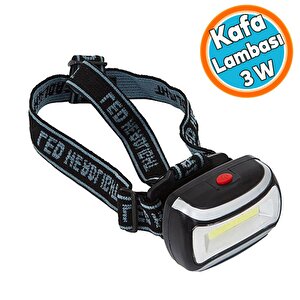 Pilli Kafa Lambası 3 W Ledli Kamp Kafa Feneri El Feneri 3 Modlu Aydınlatma
