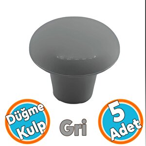 Mobilya Düğme Sert Plastik Kulp Gri Dolap Mutfak Dolabı Çekmece Kapak Kulpu Kulbu 5 Adet
