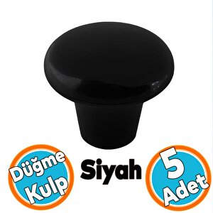 Mobilya Düğme Sert Plastik Kulp Siyah Dolap Mutfak Dolabı Çekmece Kapak Kulpu Kulbu 5 Adet