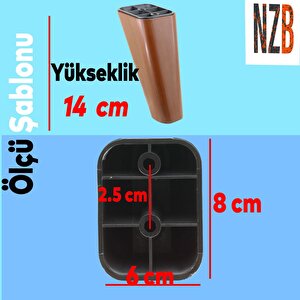 Lüks Mobilya Kanepe Sehpa Tv Ünitesi Koltuk Ayağı 14 Cm Kahverengi Ahşap Desenli Baza Ayak