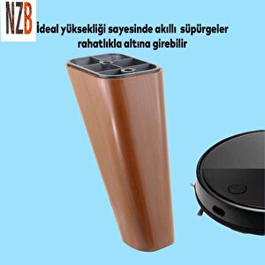 Lüks Mobilya Kanepe Sehpa Tv Ünitesi Koltuk Ayağı 14 Cm Kahverengi Ahşap Desenli Baza Ayak