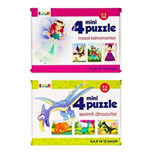 Masal Kahramanları Ve Dinozorlar Mini Puzzle 2li Set