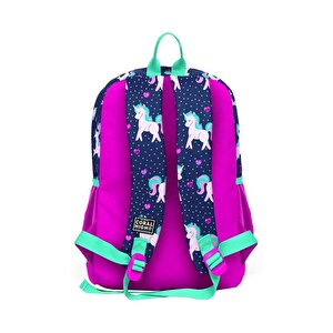 Lacivert Pembe Unicorn Desenli Okul Sırt Çantası 23467