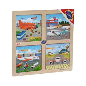 Ahşap Eğitici 4lü Puzzle Havaalanı Ony346