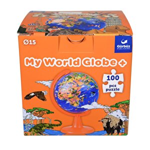 Gürbüz My World Globe Hayvanlı Yer Küre 15 Cm Ve 100 Parça Puzzle
