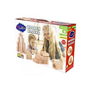 Doğal Ahşap Eğitici Bloklar 60 Parça Ony-404