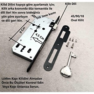 Özen Handles Oval İç Kapı Oda Kilidi Gömme Kilit 45/90/18 Siyah 1 Adet