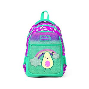 Kids Su Yeşili Pembe Üç Bölmeli Okul Çantası 23491