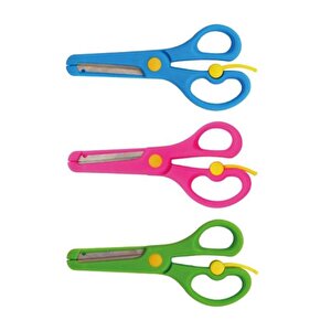 Neon Plastik Korumalı Küt Uçlu Yaylı Çocuk Okul Makası 3 Lü Set