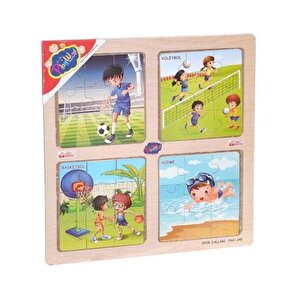 Ahşap Eğitici 4 Lü Puzzle Spor Dalları Ony-345