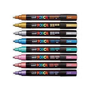 Uni Posca Su Bazlı Marker Seti 8li Metalik Renkler 1.8 2.5mm Pc5m