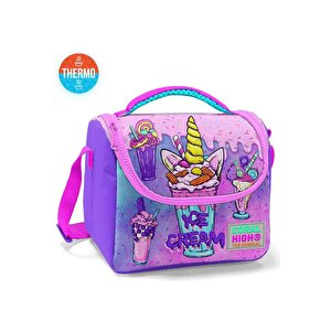 Pembe Mor Milkshake Dondurma Desenli Thermo Beslenme Çantası 11749