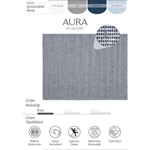 Aura 07 Lacivert Yıkanabilir Mutfak Halısı Yumuşak Tuşeli Kaymaz Tabanlı Halı İnce Kilim 80x400 cm