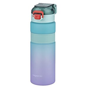 800ml Çift Renk Kaydırmaz Silikon Gövde Motivasyon Su Matarası Sticker Hediyeli Turkuaz-mor