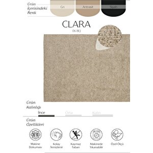 Clara 06 Bej Halı Yıkanabilir Mutfak Halısı Yumuşak Tuşeli Kaymaz Tabanlı Şönil Halı Kilim 100x350 cm