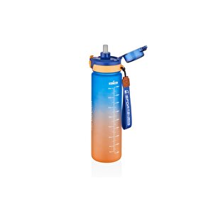 1000ml Çift Renk Pipetli Ve Pipetsiz Kullanıma Uygun Motivasyon Matarası Sticker Hediyeli