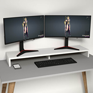 Carry Beyaz Monitör Yükseltici Soundbar Stand