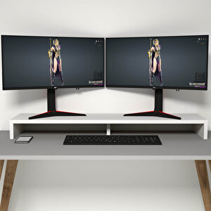 Carry Beyaz Monitör Yükseltici Soundbar Stand
