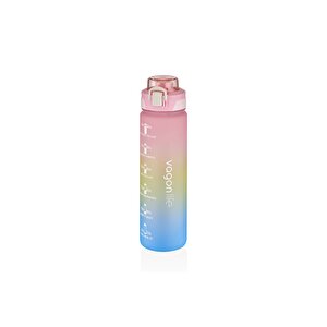 1000ml Çift Renk Pipetli Ve Pipetsiz Kullanıma Uygun Motivasyon Matarası Sticker Hediyeli