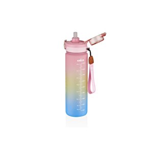 1000ml Çift Renk Pipetli Ve Pipetsiz Kullanıma Uygun Motivasyon Matarası Sticker Hediyeli