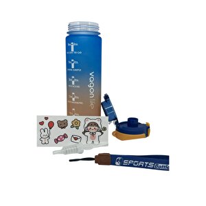 1000ml Çift Renk Pipetli Ve Pipetsiz Kullanıma Uygun Motivasyon Matarası Sticker Hediyeli