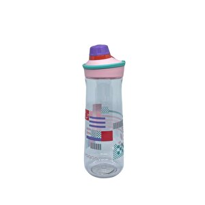650ml Döndürülerek Açılan Rahat Kapaklı Kulplu Desenli Gövde Polikarbon Su Matarası Pembe
