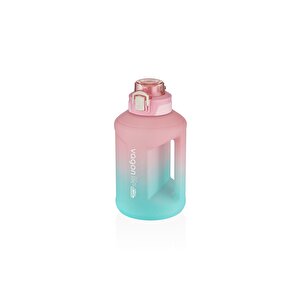 1600ml Çift Renk Taşıma Askılı Ve Kulplu Motivasyon Su Matarası Pembe-turkuaz