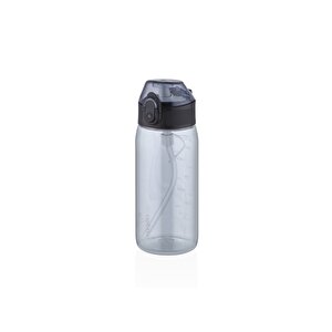 450ml Yeni Koleksiyon Mini Boy Şeffaf Gövdeli Pipetli (isırılmaz) Tritan Su Matarası Gri