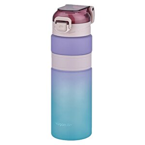 800ml Çift Renk Kaydırmaz Silikon Gövde Motivasyon Su Matarası Sticker Hediyeli Mor-mavi