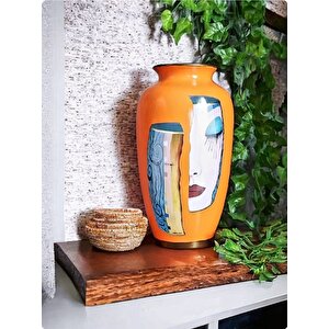 Özel El İşciliği El Boyaması Figürlü Seramik Lüks Elegans Desenli Vazo Şah Küp