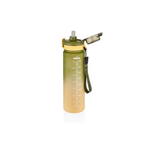 1000ml Çift Renk Pipetli Ve Pipetsiz Kullanıma Uygun Motivasyon Matarası Sticker Hediyeli