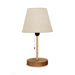 North Home Konik Kumaş Başlıklı Abajur Yatak Odası Gece Lambası Salon Aydınlatma Bej