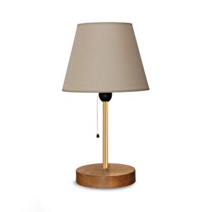 North Home Konik Kumaş Başlıklı Abajur Yatak Odası Gece Lambası Salon Aydınlatma Kahve