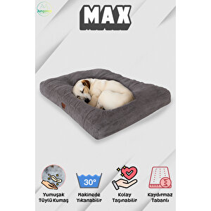Max, Ultra Yumuşak, Kaydırmaz Tabanlı, Konforlu Kedi Ve Köpek Minderi (gri) S