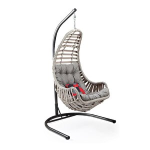 Capri Swing Datça Bahçe Salıncağı | Tek Kişilik | Rattan Salıncak Gri
